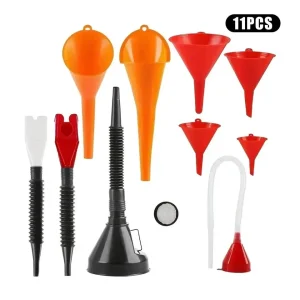 11pcs Fuel Funnels Set Plastic Long Neck Oil Funnel with Detachable Spout Filter
